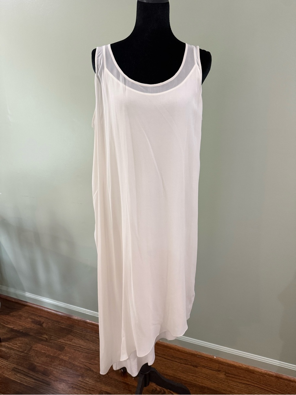 Eileen Fisher Cream Sleeveless Midi Slip Dress